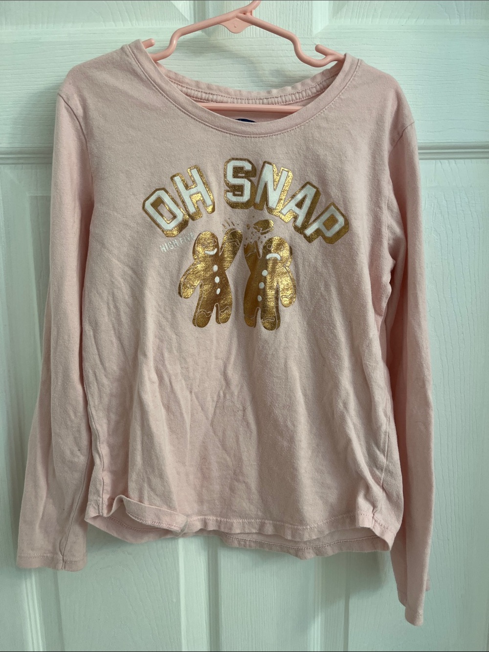 Old Navy Light Pink Long-Sleeve Graphic Tee with Gold Foil